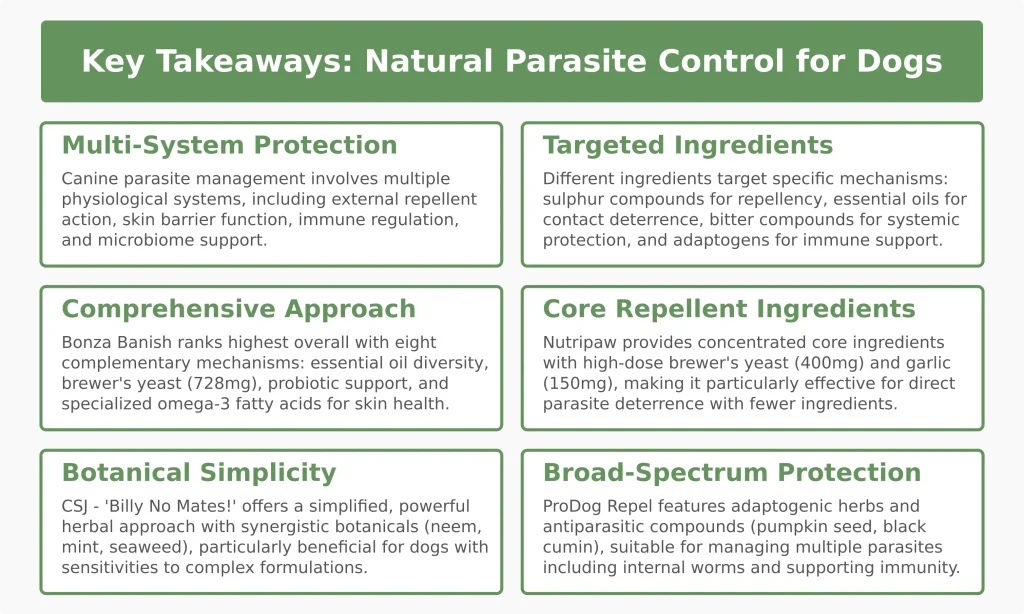 Meilleur traitement naturel contre les puces, les tiques et les vers pour les chiens - Analyse comparative de 4 produits phares - Principales conclusions