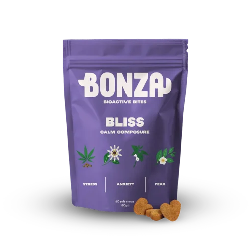 Bonza Bliss Supplements Best Natural Calming Supplement for Dog Stress, Fear and Anxiety Issues