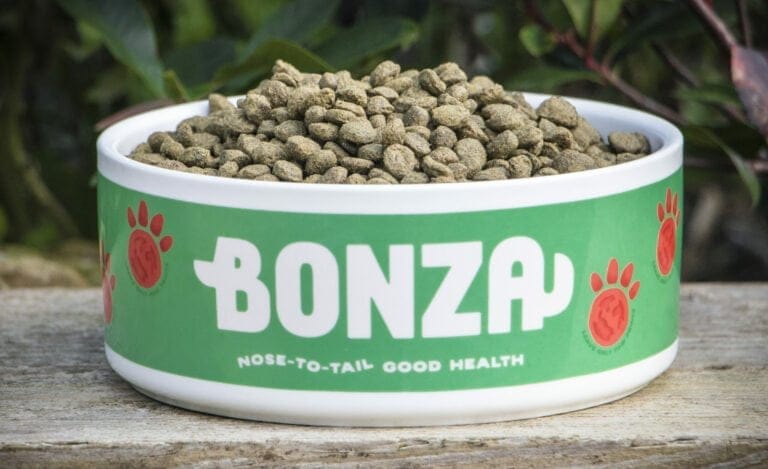 A Bowl Full of Bonza Premium Cold Extruded Hypoallergenic Plant-based Vegan Vegetarian Dog Food