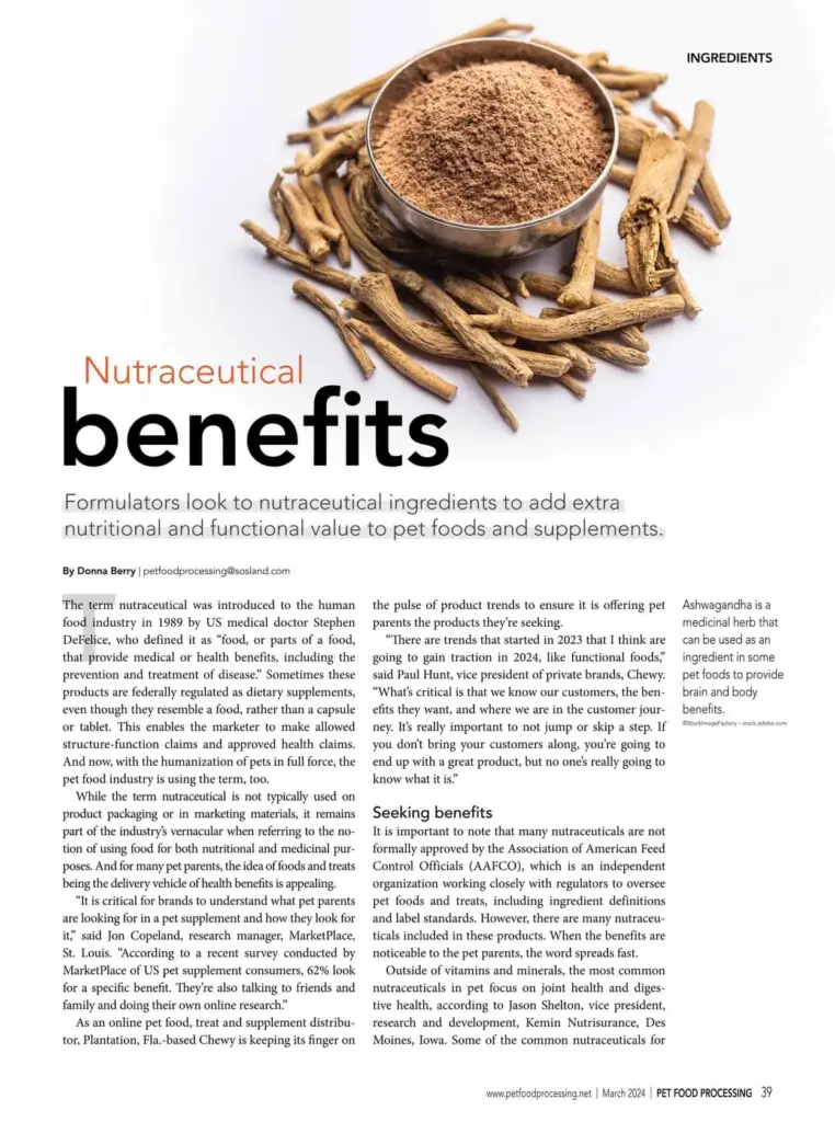 Nutraceuticals for Dogs Pet Food Processing March 2024